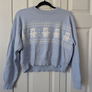 🧸 Orange Kiss “Comfy Cloud” Teddy Bear Graphic Crewneck Sweater – Size M